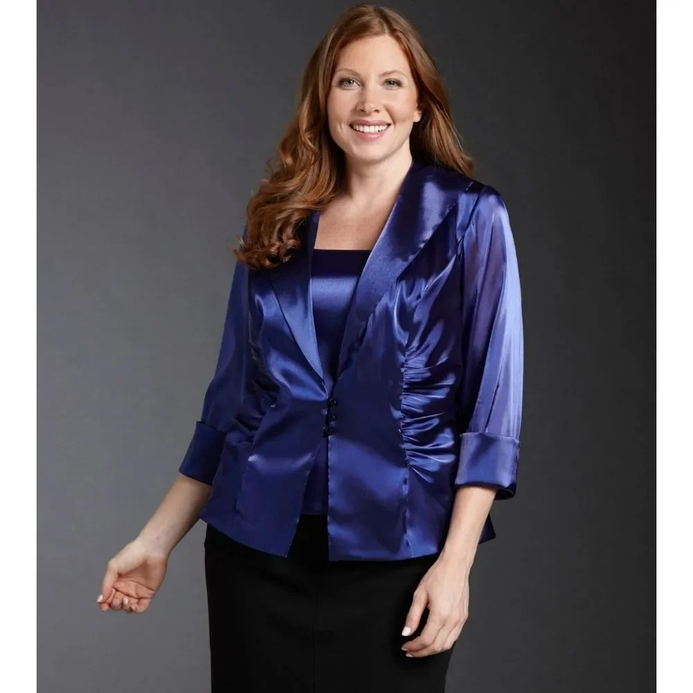 New! R&M RICHARDS 2-Piece Plus Size Women's Top & Jacket Set Size 18W Indigo